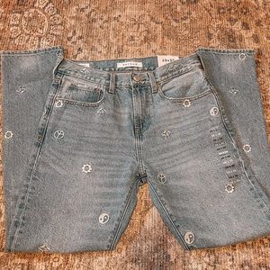 NWT PacSun mushroom embroidered denim jeans slim taper